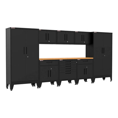 Armadillo Tough Black 8-Piece Garage Cabinet System with Levelers and Casters - AR8PC23B