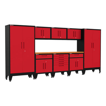 Armadillo Tough Red 9-Piece Garage Cabinet Setup with Levelers - AR9PC25R