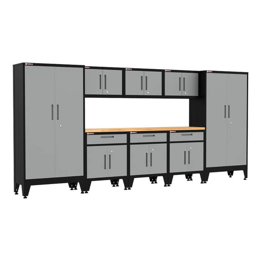 Armadillo Tough Grey 9-Piece Garage Cabinet Storage System with Levelers - AR9PC97G