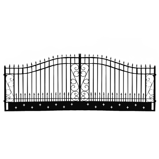 Chery Industrial [AS-IS] 20ft Dual Swing Wrought Iron Gate, Star Design -D_II000071