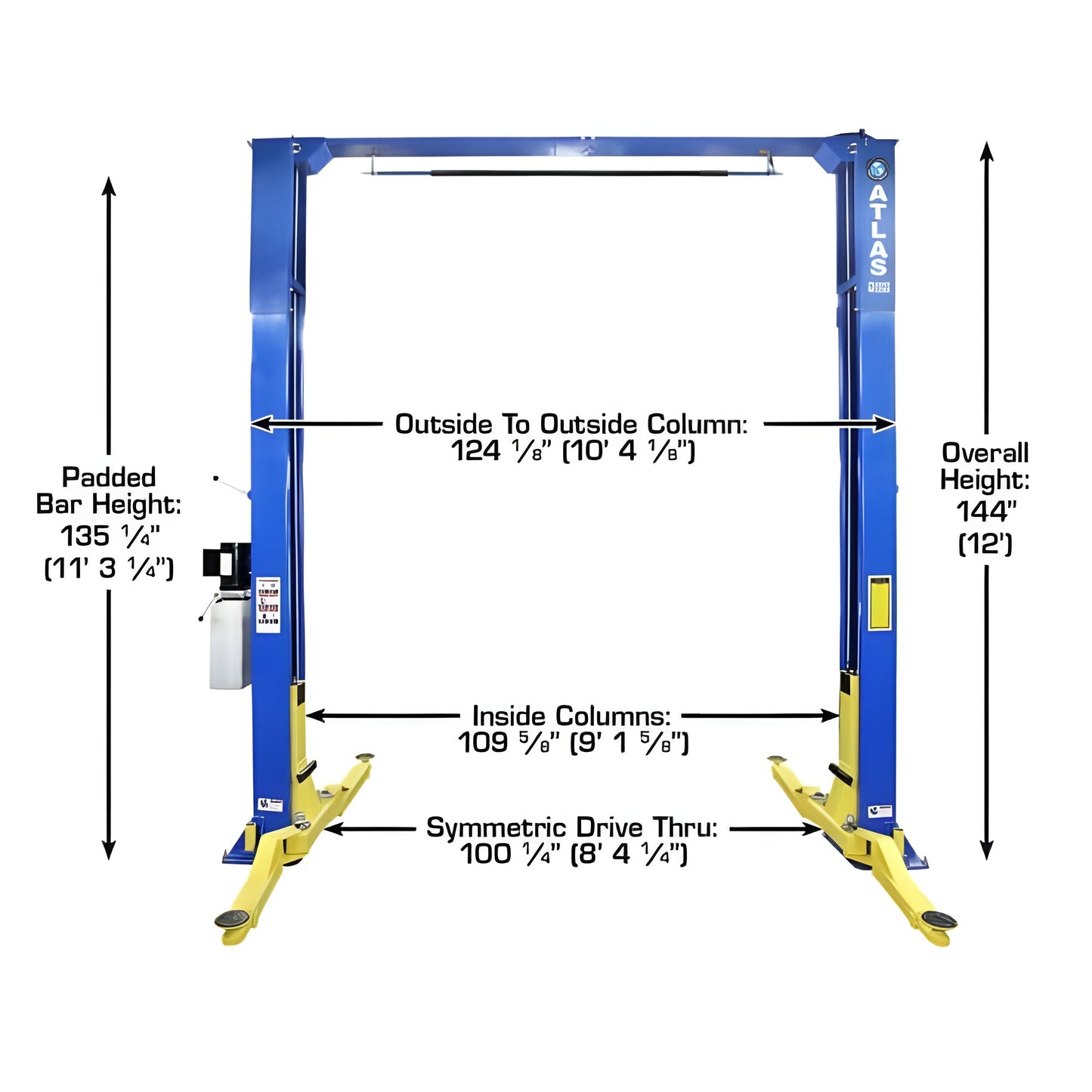 Atlas PRO-9D 9,000 lb Overhead 2-Post Lift - ATEXH-PRO-9D-FPD
