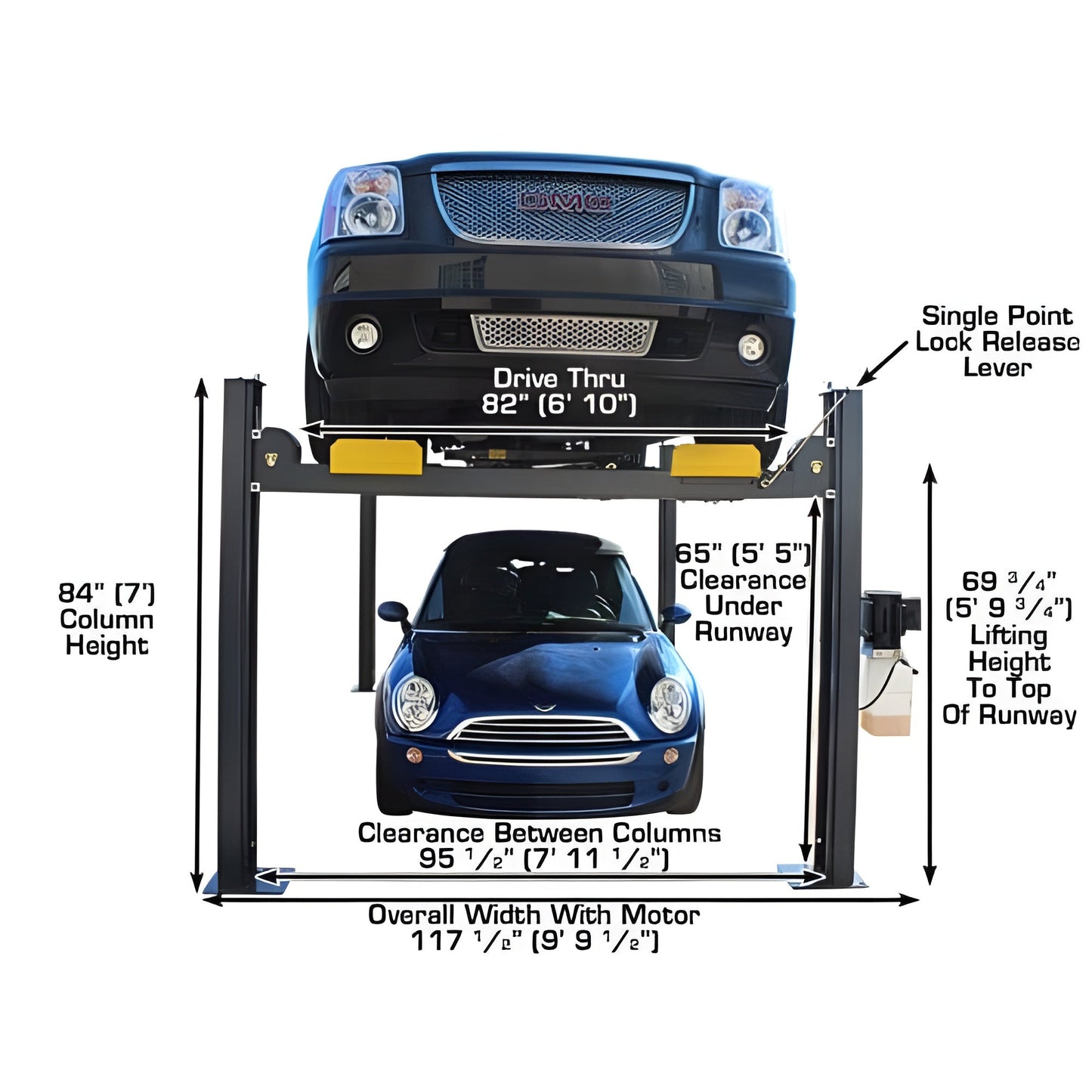 Atlas PREMIUM 408SL 4 Post Lift + RJ35 Sliding Jacks Combo - ATEATTD-408SL-COMBO-FPD