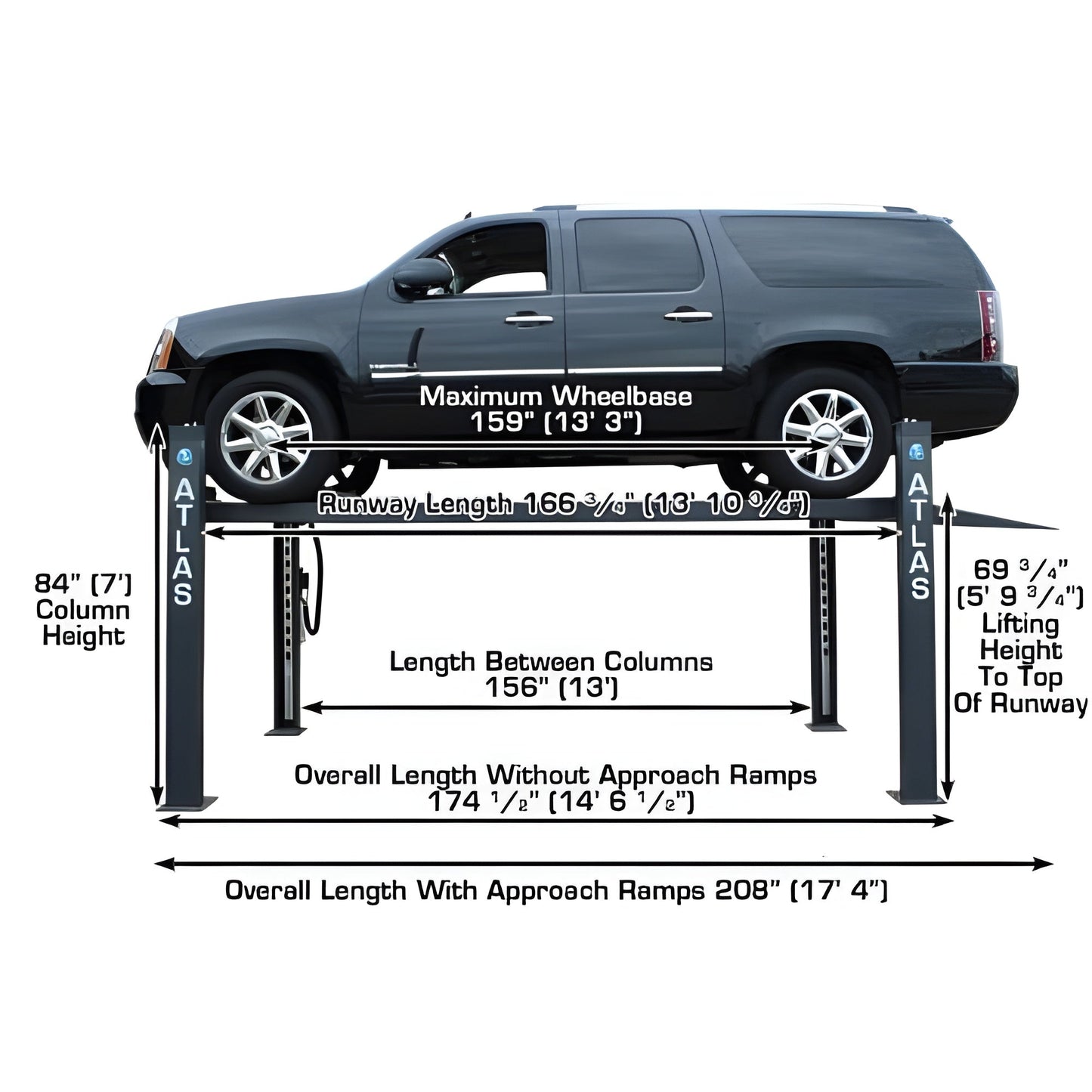 Atlas PREMIUM 408SL 4 Post Lift + RJ35 Sliding Jacks Combo - ATEATTD-408SL-COMBO-FPD