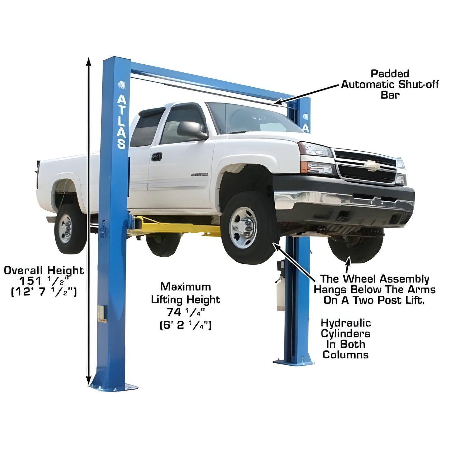 Atlas OHX10000X 10,000 lb Extra Tall 2-Post Lift - ATEATTD-OHX10000X-FPD