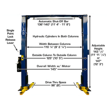 Atlas PV10PX 10,000 lb Overhead 2-Post Lift - ATEXH-PV10PX-FPD