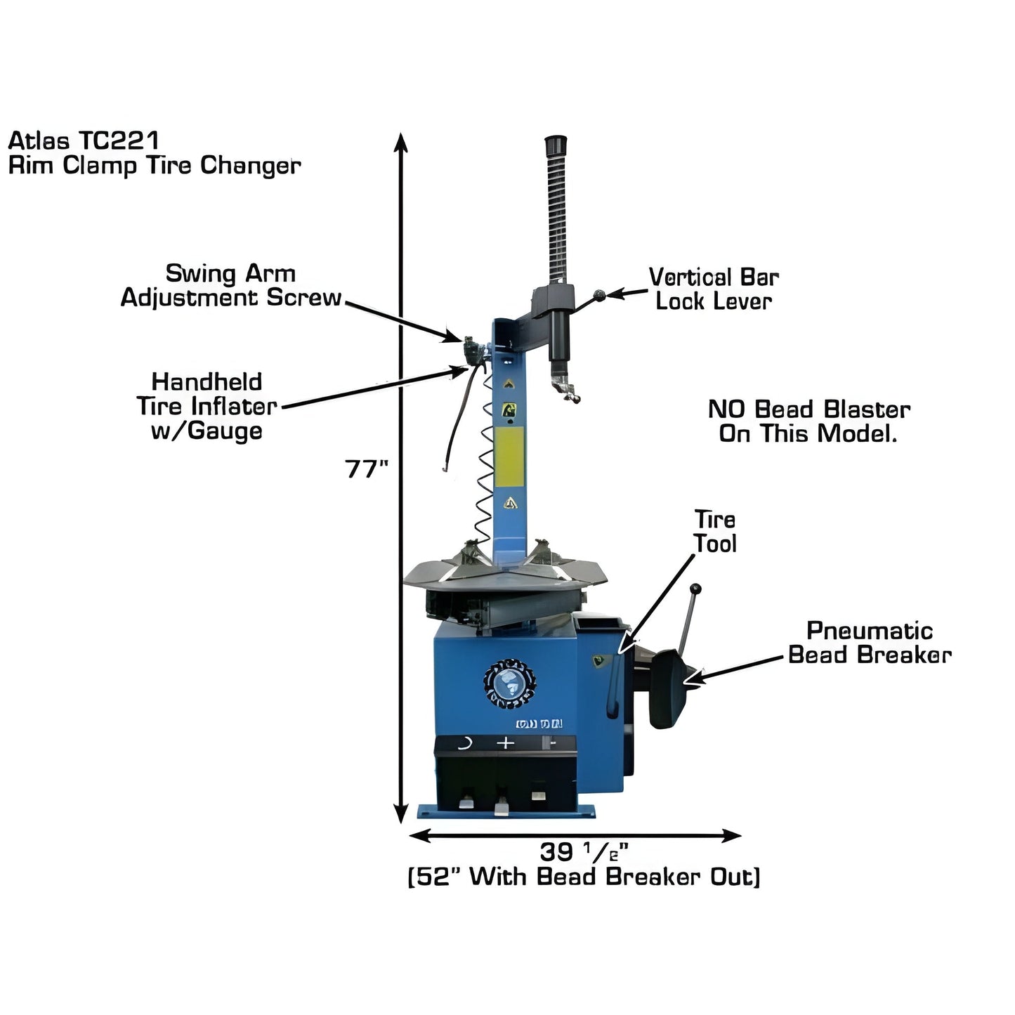 Atlas TC221 Tire Changer + WB11 Economy Wheel Balancer Combo Package - ATETCWB-COMBOEC-FPD
