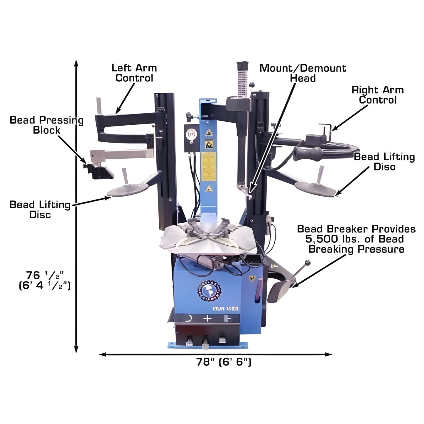 Atlas TC229DAA Rim-Clamp Tire Changer w/ Dual Assist Arms - ATETC229DAA-FPD