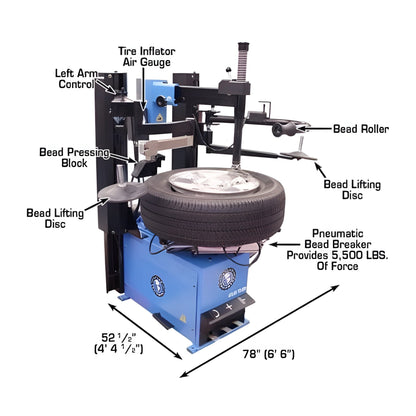 Atlas TC229DAA Rim-Clamp Tire Changer w/ Dual Assist Arms - ATETC229DAA-FPD
