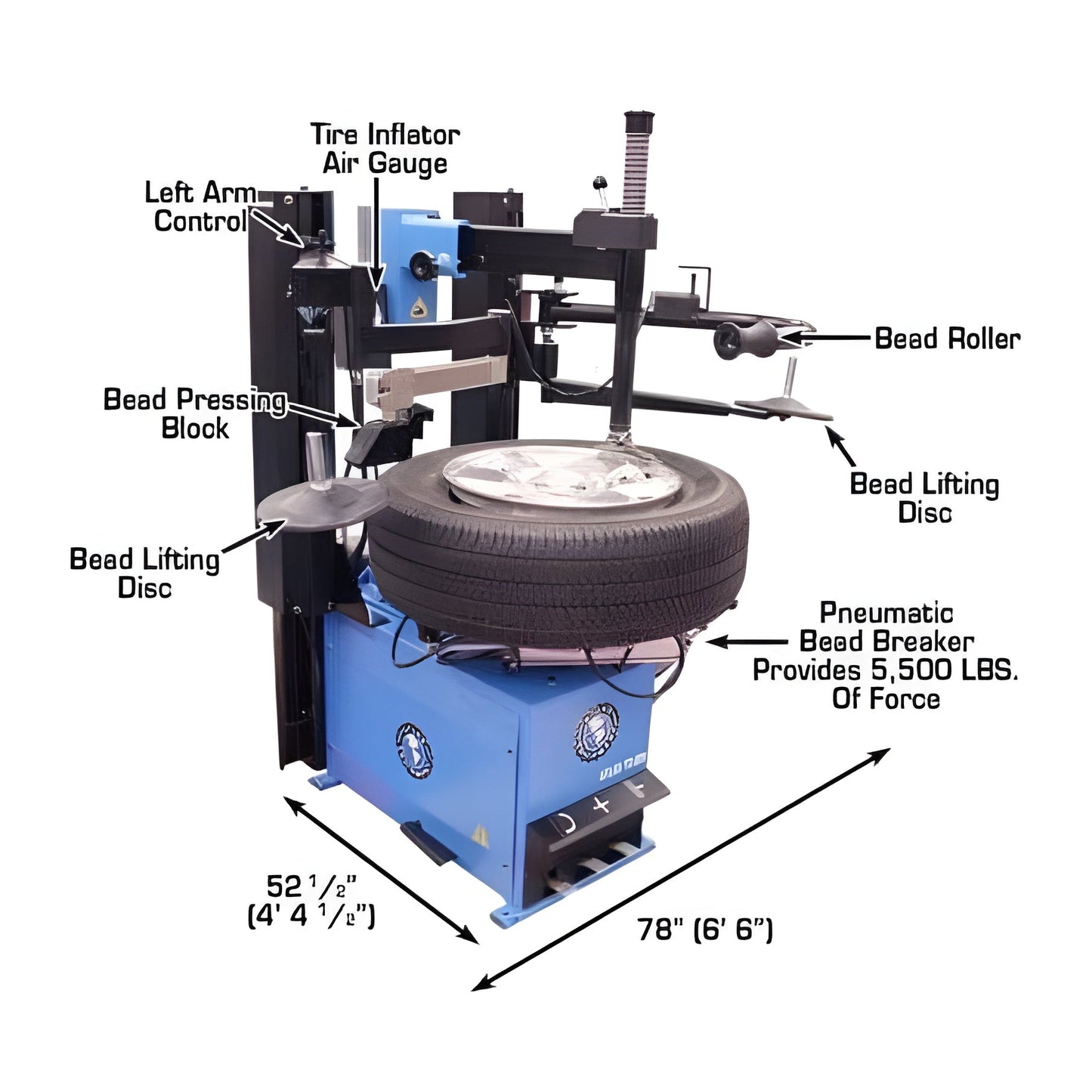 Atlas TC229DAA Rim-Clamp Tire Changer w/ Dual Assist Arms - ATETC229DAA-FPD