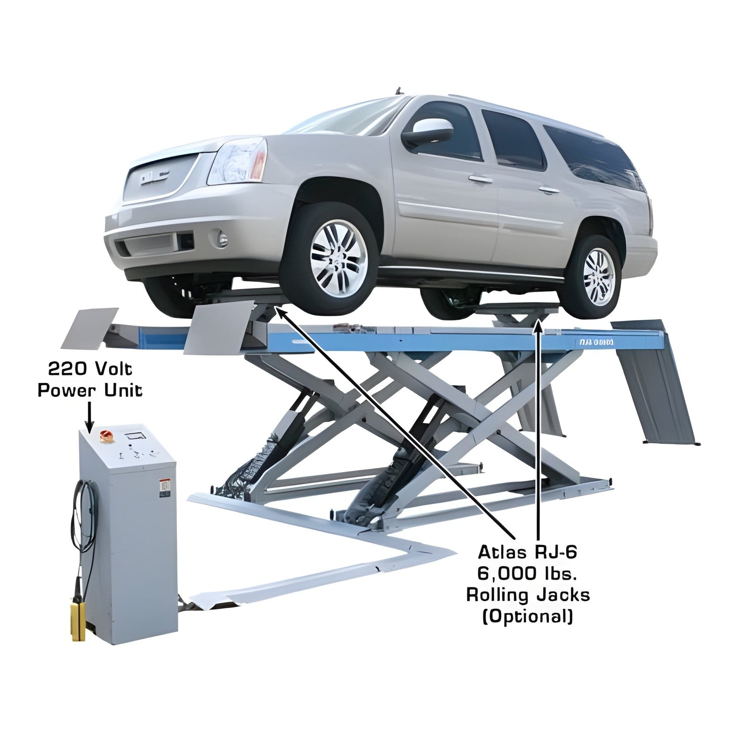 Atlas 12ASL Alignment Scissor Lift and RJ-6 Rolling Jack Combo - ATEATTD-12ASL-COMBO-FPD