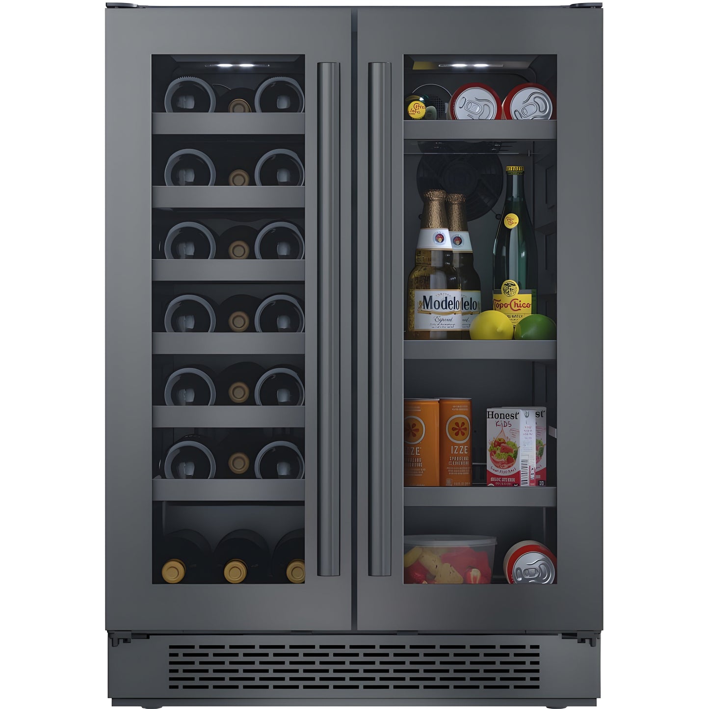 Avallon 24 Inch Wide 21 Bottle Capacity and 64 Can Capacity Undercounter Wine and Beverage Cooler - AWBC242GGFDBLSS
