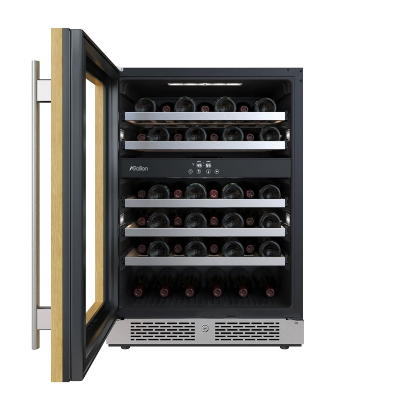 Avallon 24 Inch Wide 45 Bottle Capacity Dual Zone Wine Cooler with Left Swing Door - AWC242DPRGLH