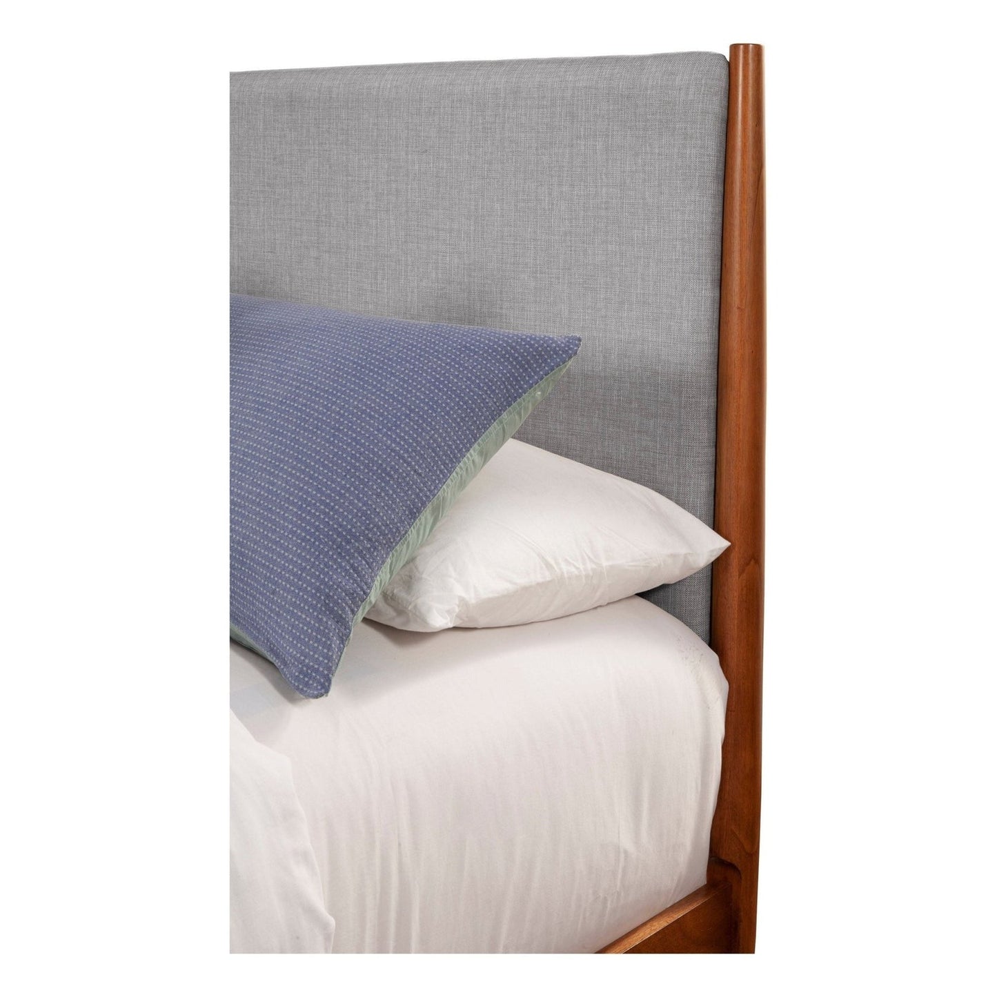 Alpine Flynn Mid Century Modern Two Tone Standard King Panel Bed, Acorn/Grey - 999-07EK