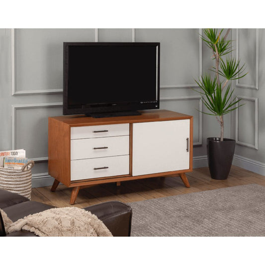 Alpine Flynn Small TV Console, Acorn/White - 999-15
