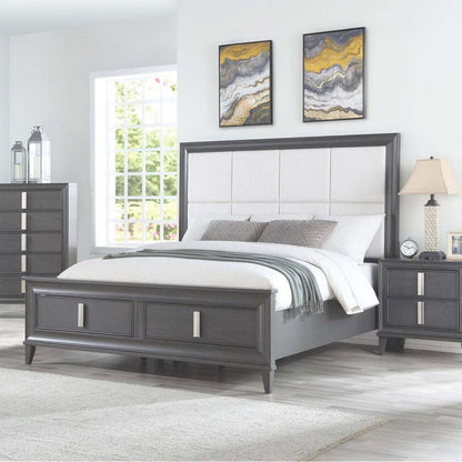 Alpine Lorraine Standard King Storage Footboard Platform Bed, Dark Grey - 8171-07EK