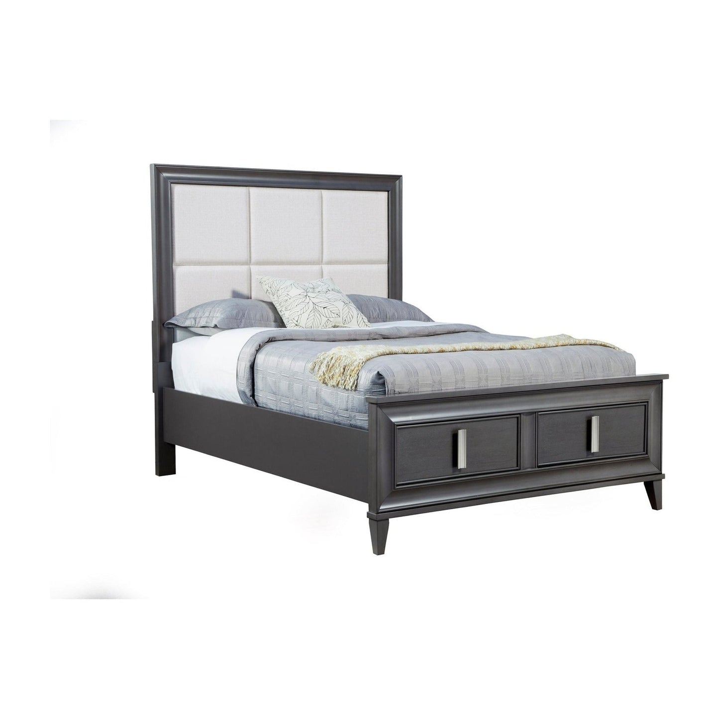Alpine Lorraine Standard King Storage Footboard Platform Bed, Dark Grey - 8171-07EK