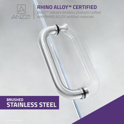 Anzzi Madam Series 60 in. by 76 in. Frameless Sliding Shower Door with Handle SD-AZ13-02 - SD-AZ13-02BN