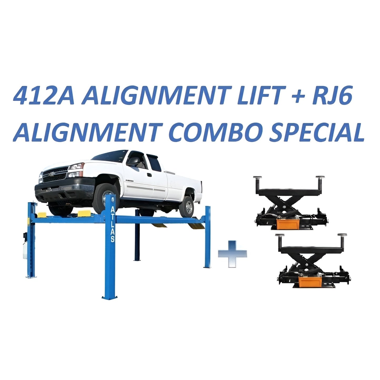 Atlas 412A Alignment 4 Post Lift + RJ6 Rolling Jacks Combo - ATEATTD-412A-COMBO-FPD
