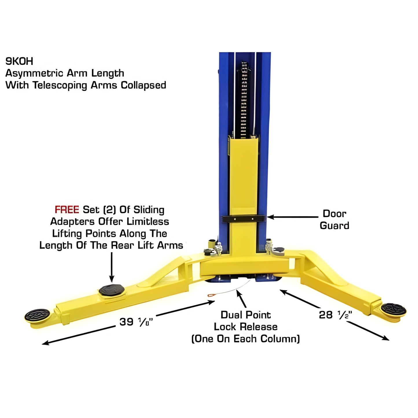 Atlas 9KOHX 9,000 lb Overhead 2-Post Lift - ATEXH-9KOHX-FPD