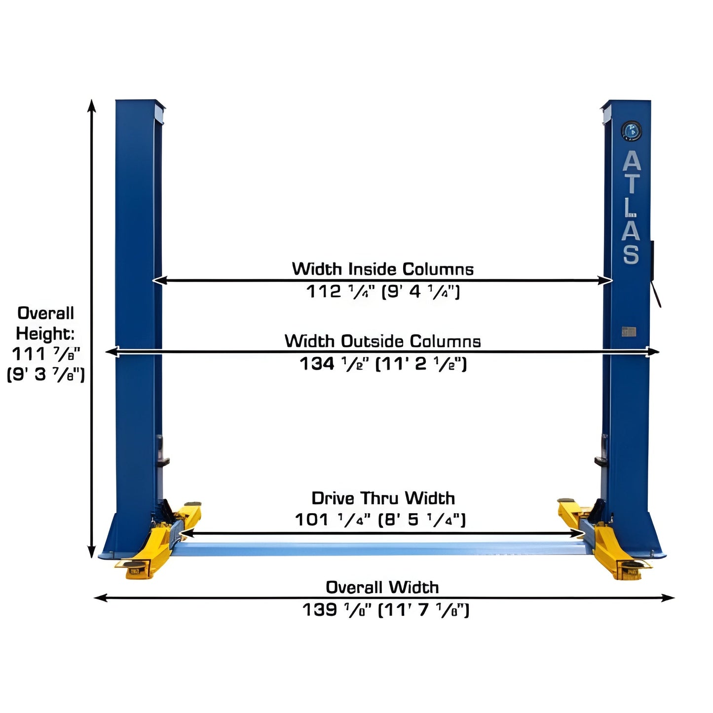 Atlas BP10000X 10,000 lb Baseplate 2 Post Lift - ATEATTD-BP10000X-FPD