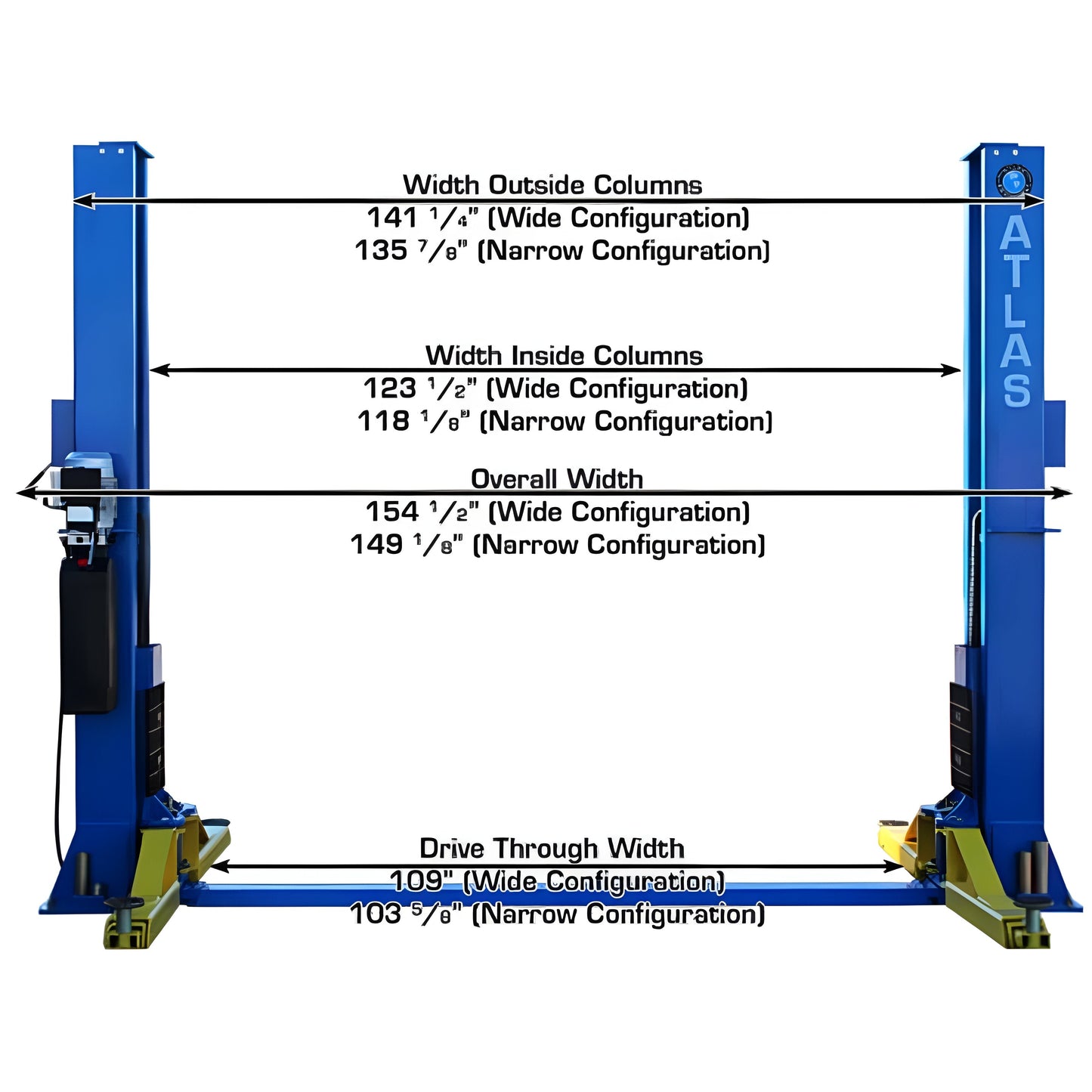 Atlas BP12000X 12,000 lb Baseplate 2 Post Lift - ATEATTD-BP12000X-FPD