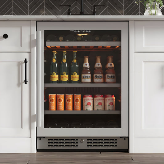 Avallon 24 Inch Wide 14 Bottle Capacity and 82 Can Capacity Panel Ready Wine and Beverage Cooler - AWBC242SGRH