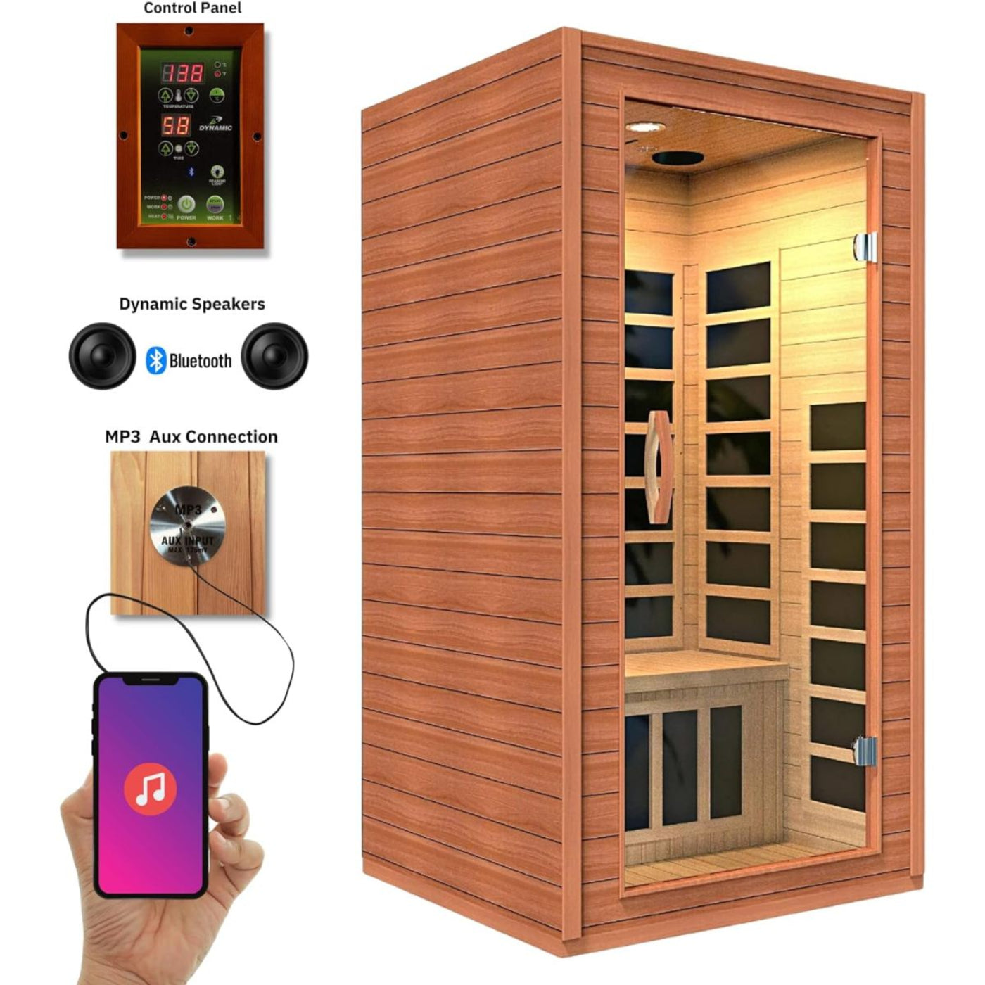 Dynamic Saunas Avila 1-Person Low EMF FAR Infrared Sauna (DYN-6103-01) - DYN-6103-01