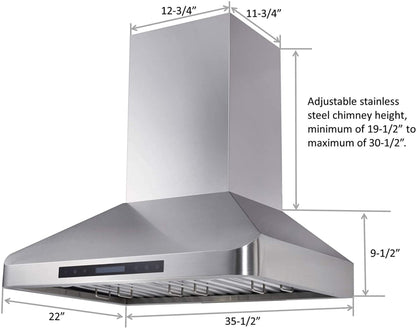 Combo Awoco 36” Freestanding 6 Burners Range with 36'' RH-WT-36 Wall Mount Range Hood - JK36A1-T-NG+RH-WT-36