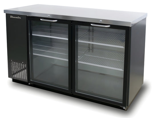 Blue Air B | 72" Wide Narrow 3 Door Black Vinyl Stainless Steal Back Bar - NB-72BT-HC