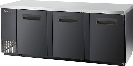 Blue Air | 90" Wide 3 Door Black Viny Stainless Steal Back Bar - BBB90-4B-HC
