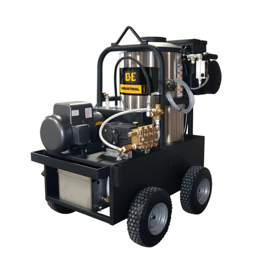 BE POWER EQUIPMENT 2,300 PSI 4.0 GPM Hot Water Electric Pressure Washer with General Triplex Pump - 15-423