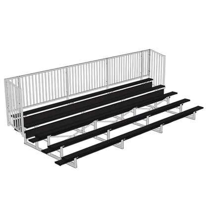 Bleacher 5 Row 15' - 27' Enclosed Aluminum Bleacher w/ Guard Rail - BLCH-5GRPC