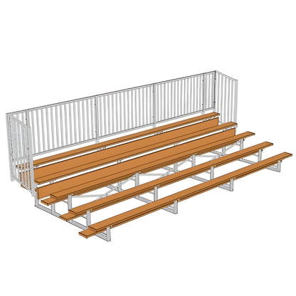 Bleacher 5 Row 15' - 27' Enclosed Aluminum Bleacher w/ Guard Rail - BLCH-5GRPC