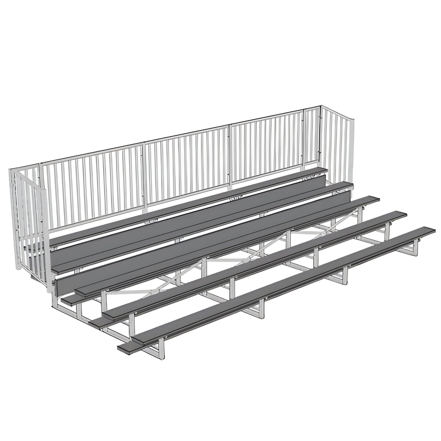 Bleacher 5 Row 15' - 27' Enclosed Aluminum Bleacher w/ Guard Rail - BLCH-5GRPC