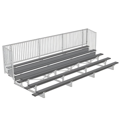 Bleacher 5 Row 15' - 27' Enclosed Aluminum Bleacher w/ Guard Rail - BLCH-5GRPC