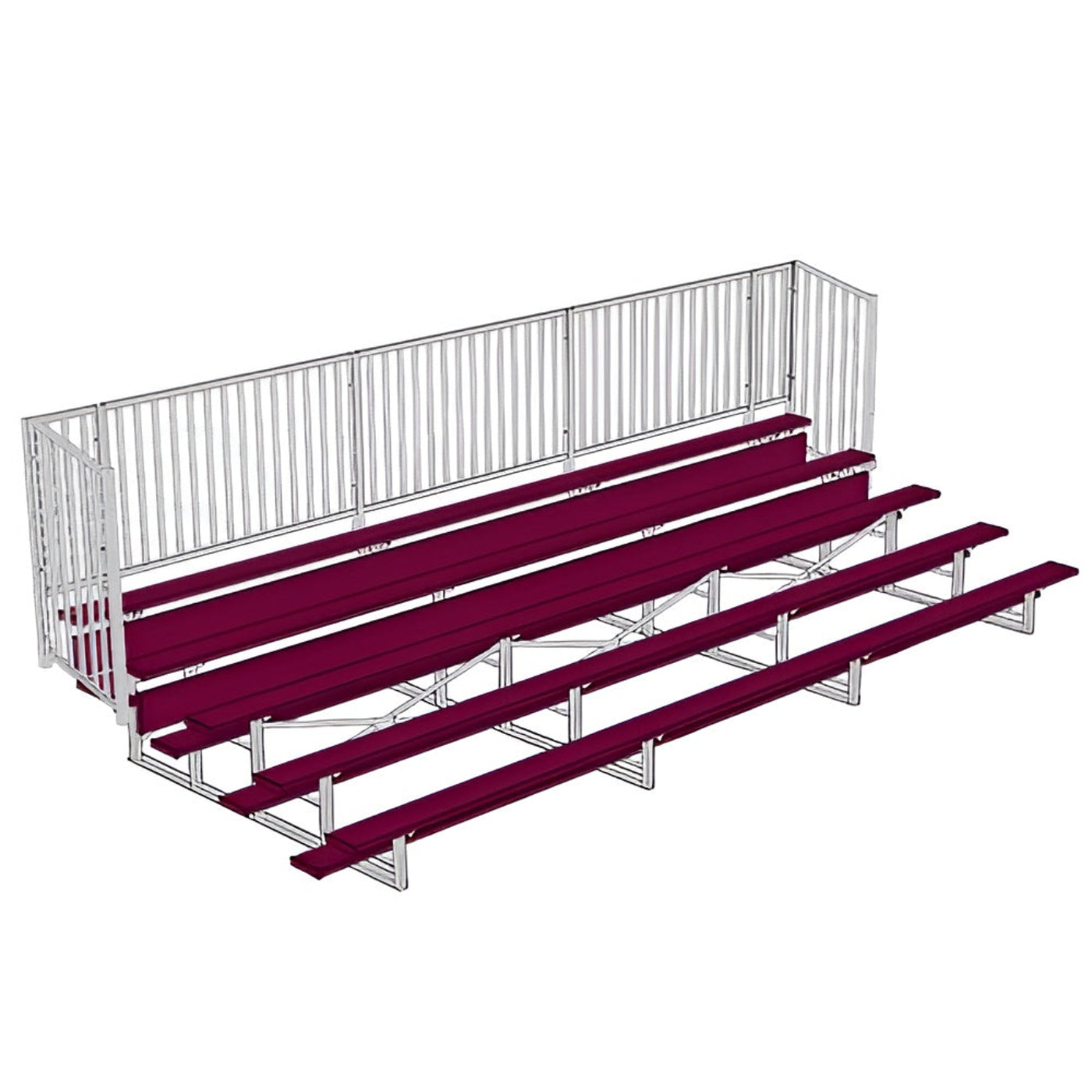 Bleacher 5 Row 15' - 27' Enclosed Aluminum Bleacher w/ Guard Rail - BLCH-5GRPC