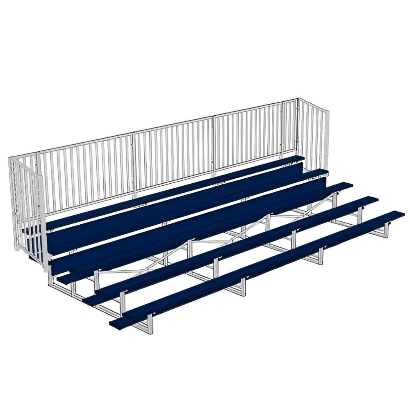 Bleacher 5 Row 15' - 27' Enclosed Aluminum Bleacher w/ Guard Rail - BLCH-5GRPC