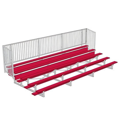 Bleacher 5 Row 15' - 27' Enclosed Aluminum Bleacher w/ Guard Rail - BLCH-5GRPC