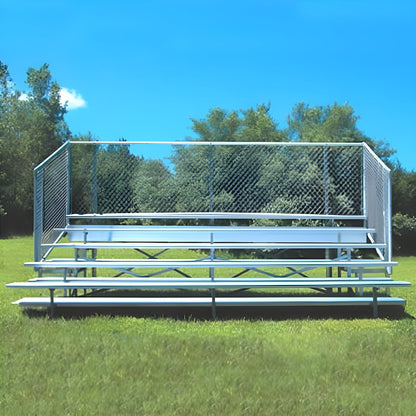 Bleacher 5 Row 15'-27' Enclosed Aluminim Bleachers w/ Chain Link - BLCH-5C