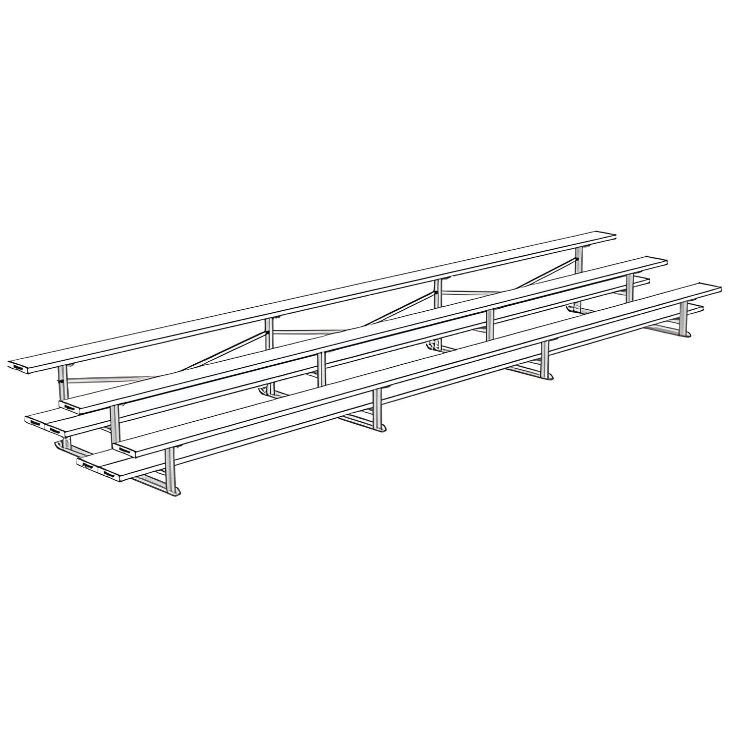 Bleacher 3 Row 21' All Aluminum Preferred Bleacher - BLDP-321AL