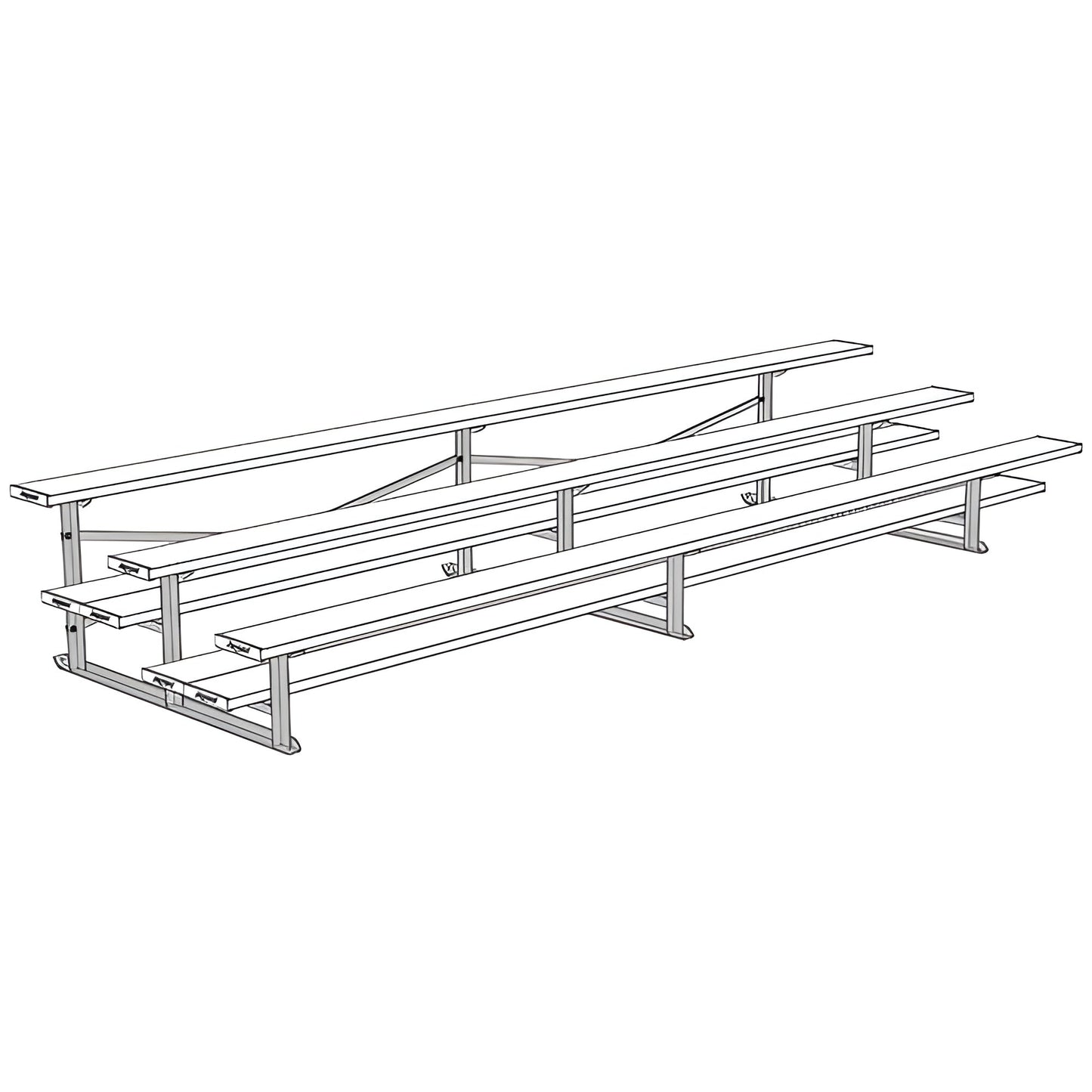 Bleacher 3 Row 15' All Aluminum Preferred Bleacher - BLDP-3AL