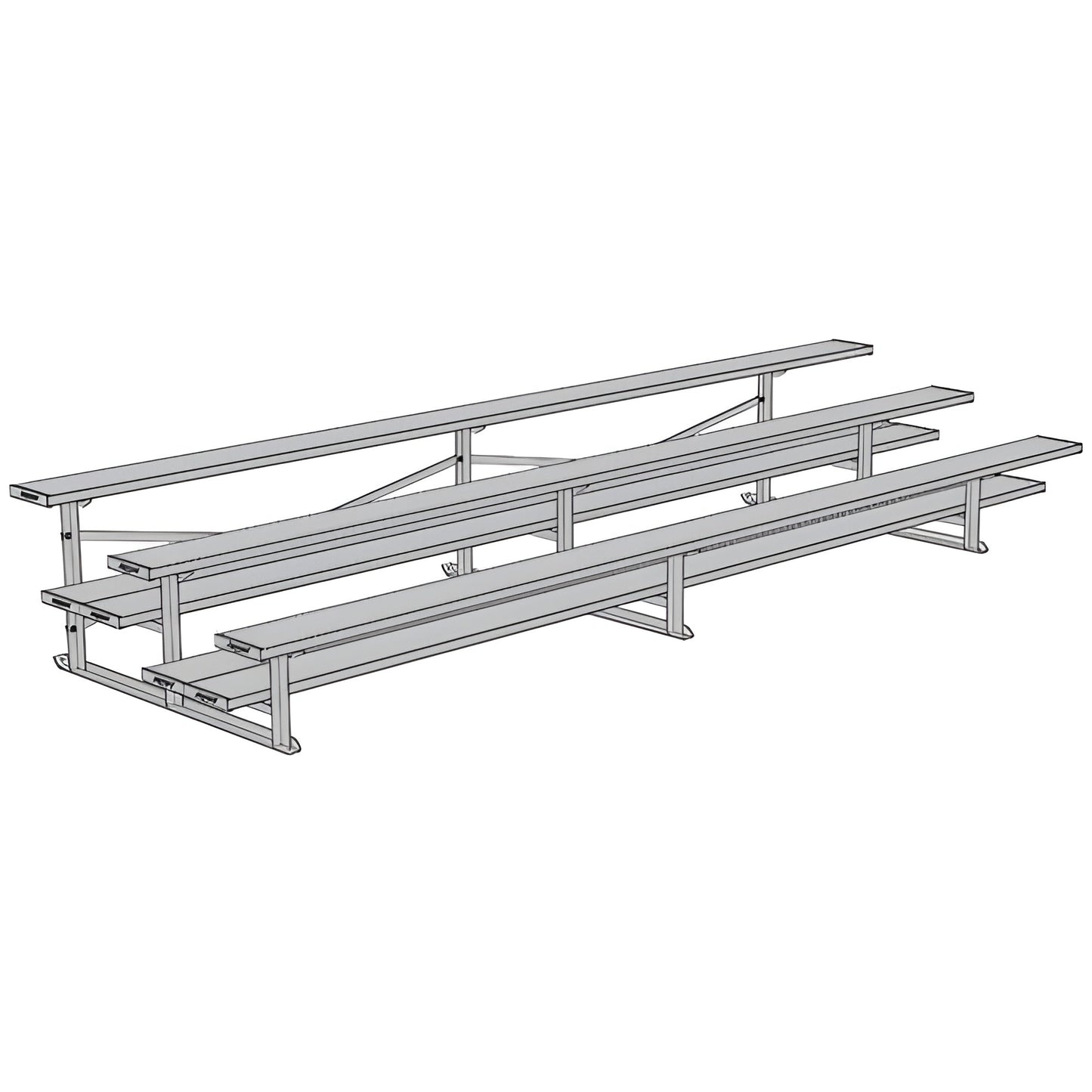 Bleacher 3 Row 15' All Aluminum Preferred Bleacher - BLDP-3AL