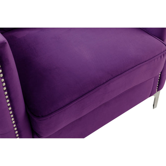 Modway Furniture Zion 73 Inch Modern Sofa, Button Tufted Purple Velvet with Nailhead Trim