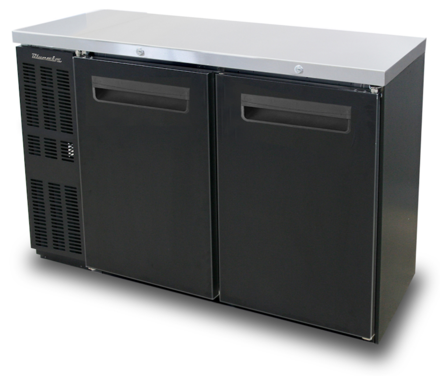 Blue Air BNB-48BT-HC | 48" Wide Narrow 2 Door Black Vinyl Stainless Steal Back Bar