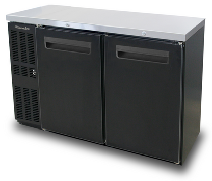 Blue Air BNB-48BT-HC | 48" Wide Narrow 2 Door Black Vinyl Stainless Steal Back Bar