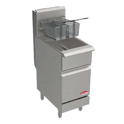 BakeMax 15-1/2" Liquid Propane Gas Fryer, Floor Model, 50 lb., 1200,000 BTU -  BAKEL50