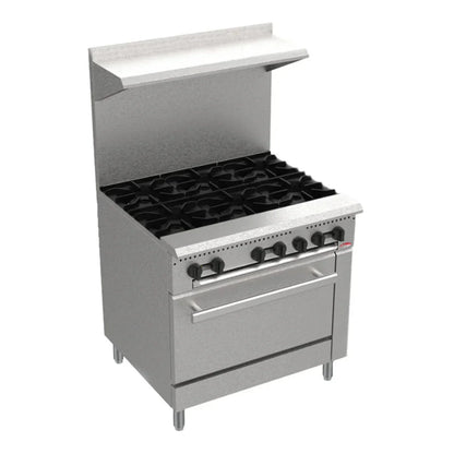 BakeMax 36" Restaurant Series Commercial Gas Range w/ 6 burners, 210,000 BTU - BAS36O