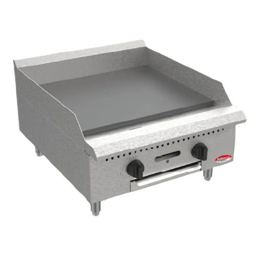 BakeMax 24" Countertop Heavy Duty Natural Gas Griddle w/ Manual Controls, 60,000 BTU - BACG24-2
