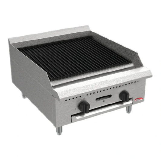 BakeMax 24" Countertop Natural Gas Charbroiler w/ Manual Controls, 60,000 BTU - BACGG24-4