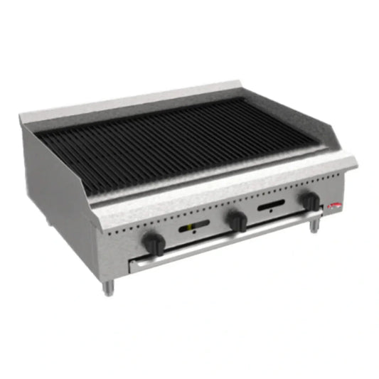 BakeMax36" Countertop Natural Gas Charbroiler w/ Manual Controls, 90,000 BTU - BACGG36-6